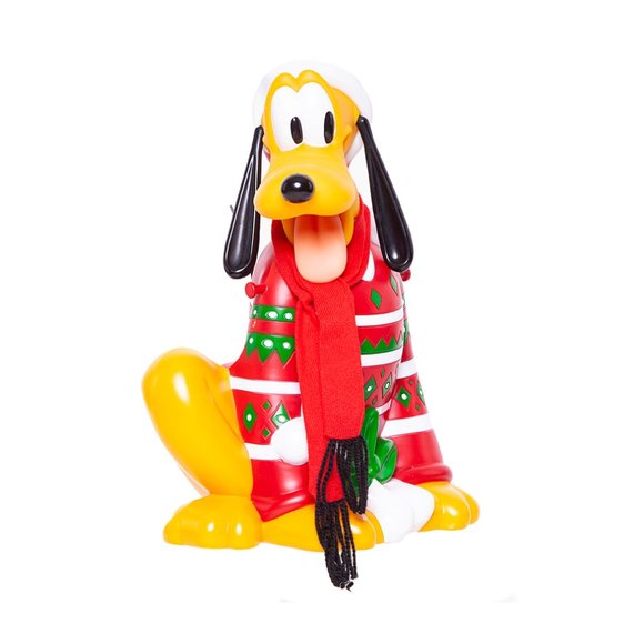 Disney Parks Pluto Christmas Popcorn Bucket Red Sweater Santa Hat Lanyard  littl - Picture 3 of 13